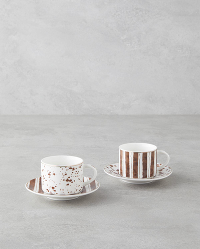 Sedona New Bone China 4 Parça 2 Kişilik Kahve Fincan Takımı 100 ml Kahverengi