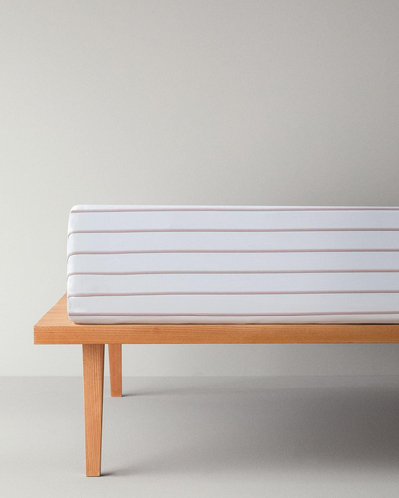 Serene Stripes Pamuklu Tek Kişilik Lastikli Çarşaf 100x200 cm Pembe