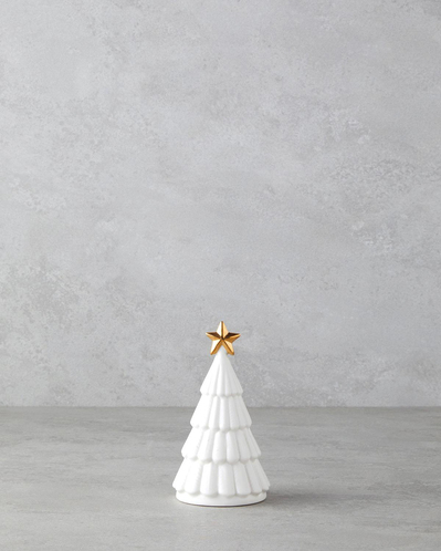 Snow Tree Yılbaşı Biblo 7,5x8x14 cm Ekru