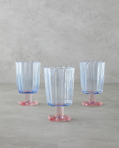 Springtime Cam 3lü Bardak 280 ml Mavi - Pudra