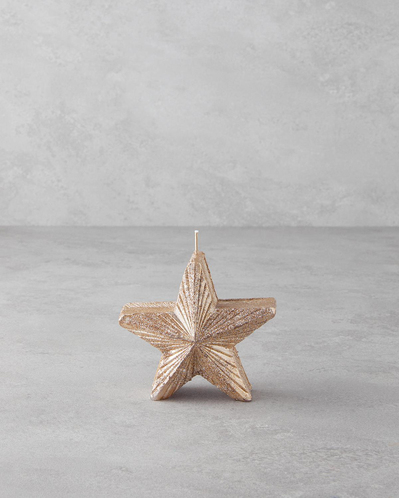 Star Yılbaşı Mum 10 cm Gold