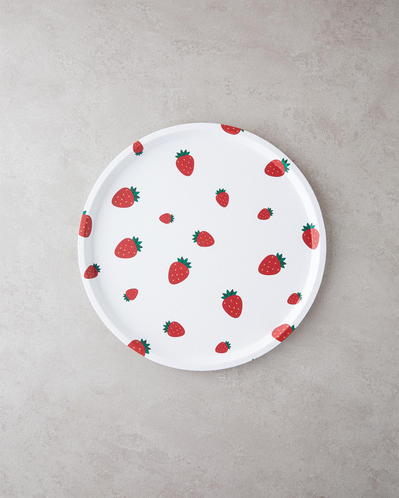 Strawberries Plastik Tepsi Beyaz - Kırmızı