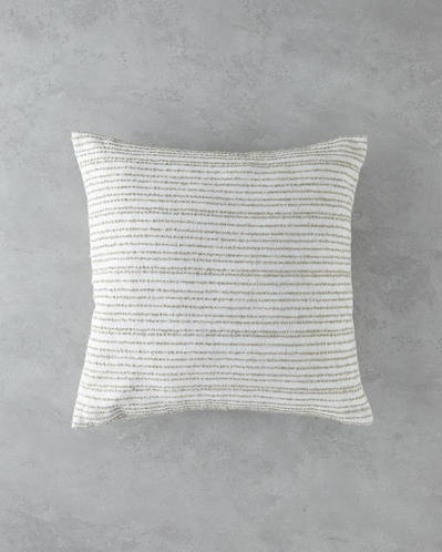 Striped Jakarlı Kırlent Kılıfı 45x45 cm Ekru-Bej