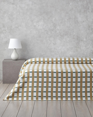 Summer Plaid Baskılı Pamuklu Tek Kişilik Pike 150x220 cm Yeşil