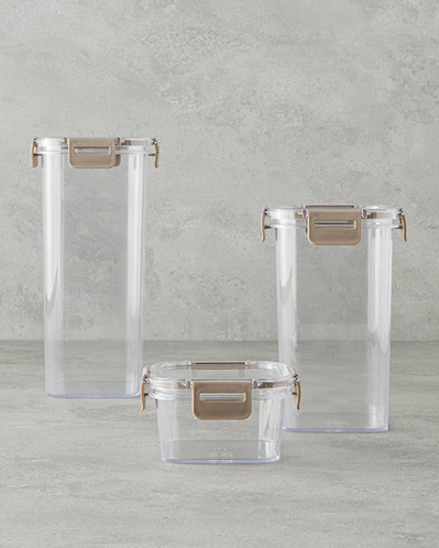 Super Lock Plastik 3lü Erzak Kabı Bej