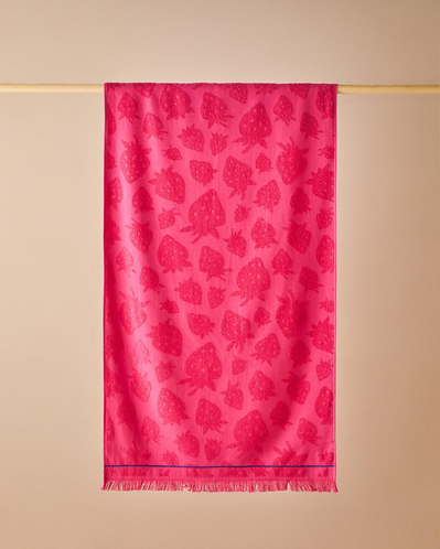 Sweet Strawberry Pamuklu Plaj Havlusu 70x140 cm Fuşya