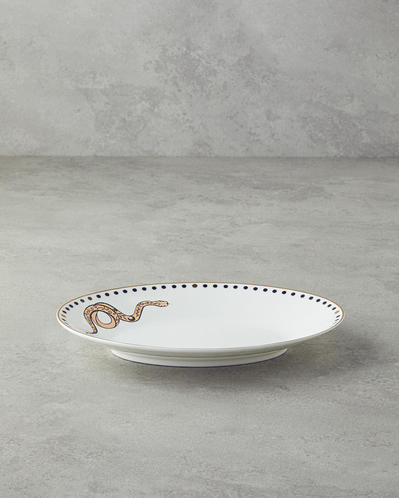 Talisman Snake Bone China Kayık Tabak 25 cm Siyah-Gold