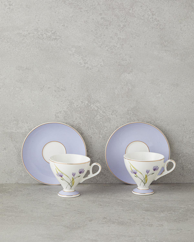 Valentina New Bone China 4 Parça 2 Kişilik Kahve Fincan Takımı 80 ml Lila