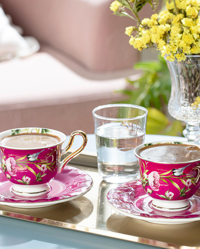 Vanilla New Bone China 4 Parça 2 Kişilik Kahve Fincan Takımı Mor