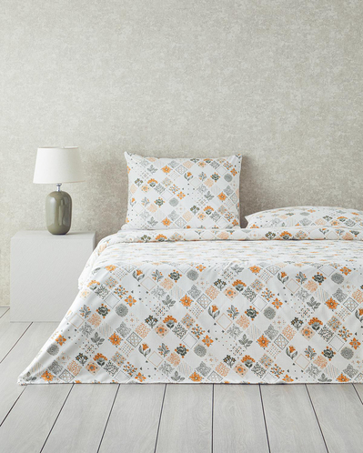 Vintage Argyle Pamuklu Çift Kişilik Nevresim Seti Yeşil-Sarı