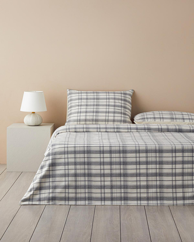 Waffle Check İpliği Boyalı King Size Nevresim Takımı 240x220 cm Gri