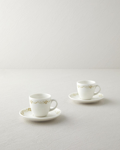 Whispering Bone Porselen 4 Parça 2 Kişilik Kahve Fincan Takımı 90 ml Yeşil