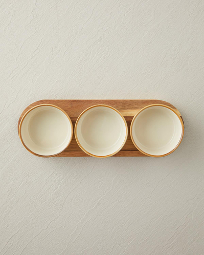 Woodcrest Akasya 4 Parça Sunumluk 10x10 cm Beyaz-Kahverengi