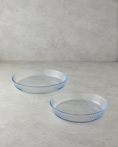Bake&Serve Cam 2’li Yuvarlak Fırın Kabı 26-32 cm Şeffaf