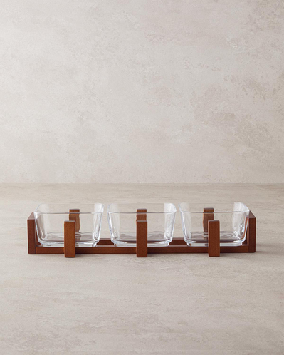 Blenda Cam-Bambu 4 Parça Sunumluk 10x5 cm Şeffaf