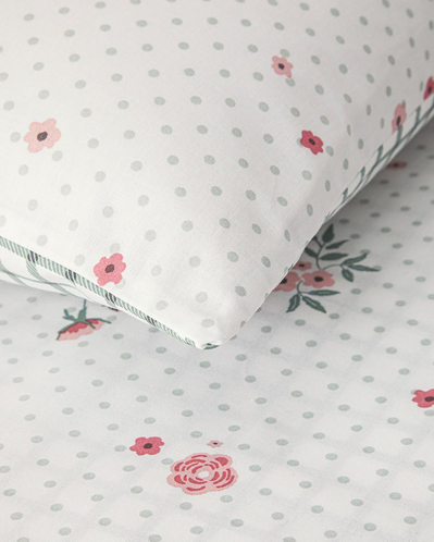Bloomy Dots Pamuklu Tek Kişilik Nevresim Seti Pembe