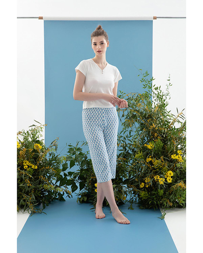 Blue Blanc Viskon Kadın Pijama Takımı Mavi