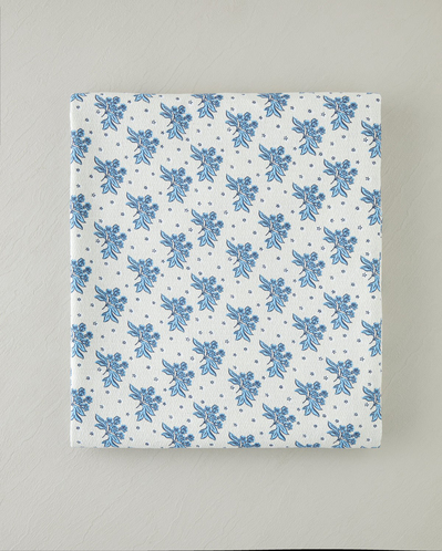 Blue Bouquet Baskılı Pamuklu Tek Kişilik Pike 150x220 cm Mavi