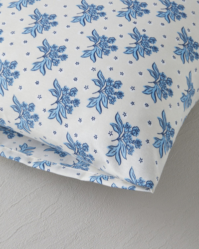 Blue Bouquet Kolay Ütülenir 2li Yastık Kılıfı 50x70 cm Mavi - Bej
