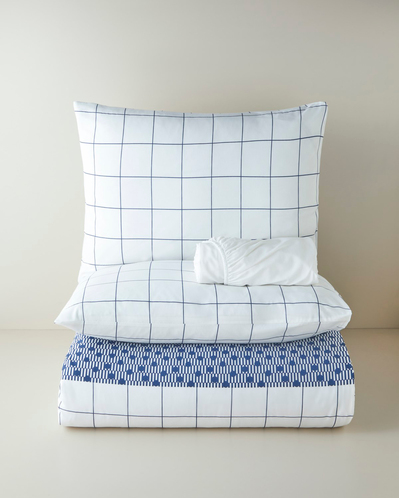 Border Dots Kolay Ütülenir Çift Kişilik Çarşaflı Nevresim Takımı 200x220 cm Lacivert