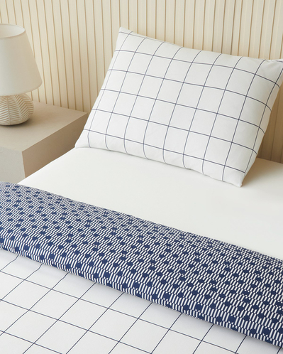 Border Dots Kolay Ütülenir Tek Kişilik Çarşaflı Nevresim Takımı 160x220 cm Lacivert
