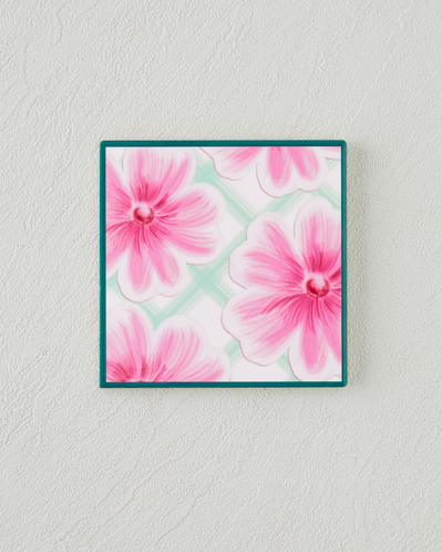 Bright Floral Seramik Bardak Altlığı 11x11 cm Pembe