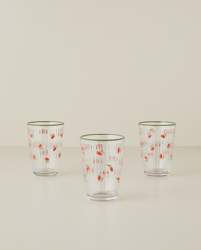 Bright Petals Cam 3lü Bardak Renkli
