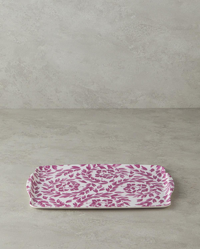 Carnival Floral Melamin Kaydırmaz Tepsi 27x36 cm Fuşya