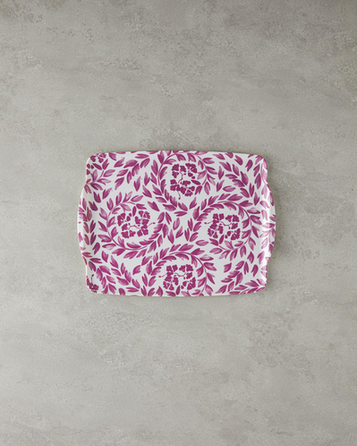 Carnival Floral Melamin Kaydırmaz Tepsi 27x36 cm Fuşya