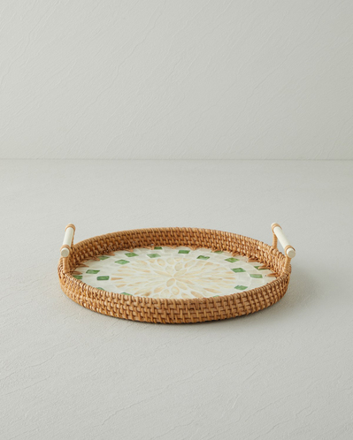Celina Rattan Tepsi 28 cm Kahverengi