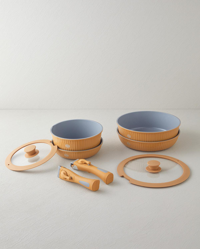 ClickEase CeraWell 8 Parça Tencere Seti 20 – 20 – 26 – 26 cm Hardal