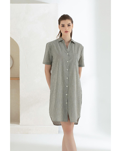 Coastal Shirt Pamuk Kadın Gecelik İndigo