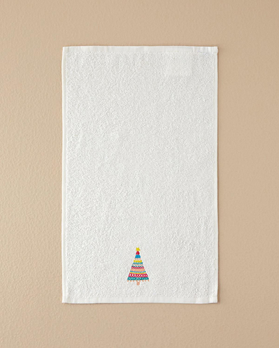 Colour Pine Pamuklu Nakışlı El Havlusu 30x50 cm Ekru