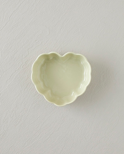Cottage Stoneware Kalp Fırın Kabı 14,5x13,5 cm Açık Yeşil