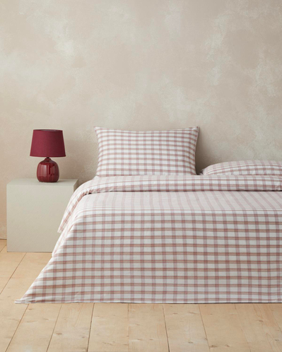Crispcheck İpliği Boyalı Çift Kişilik Çarşaflı Nevresim Takımı 200x220 cm Turuncu