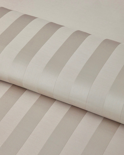 Deluxe Çizgili Pamuk Saten Çift Kişilik Çarşaflı Nevresim Takımı 200x220 cm Fildişi