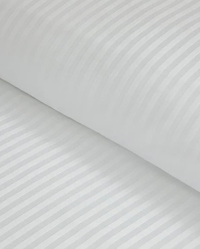 Deluxe Çizgili Pamuk Saten King Size Çarşaflı Nevresim Takımı 240x220 cm Beyaz