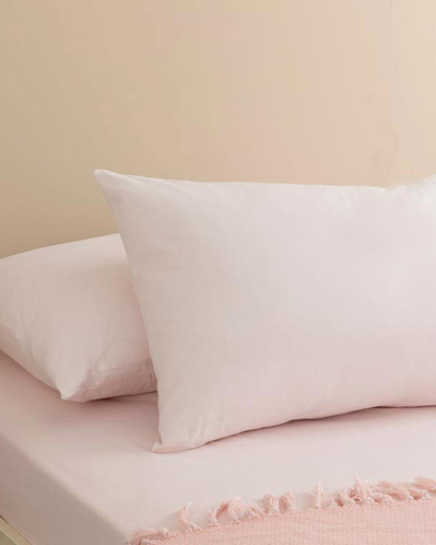 Düz Pamuklu 2li Yastık Kılıfı Toz Pembe