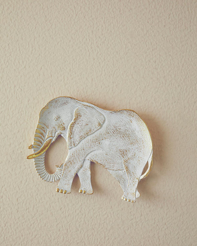 Elephant Polyresin Dekoratif Tabak Gold