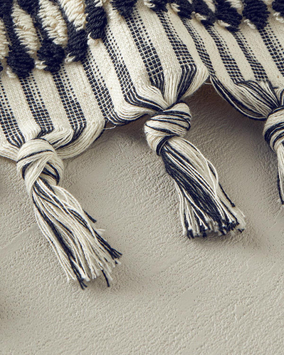 Endi Line Pamuklu İpliği Boyalı Yüz Havlusu 50x80 cm Siyah-Açık Bej