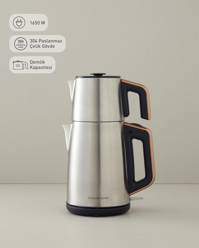 English Home CMK 6010 Inox Çay Makinesi ve Kettle 2L Siyah-Bakır