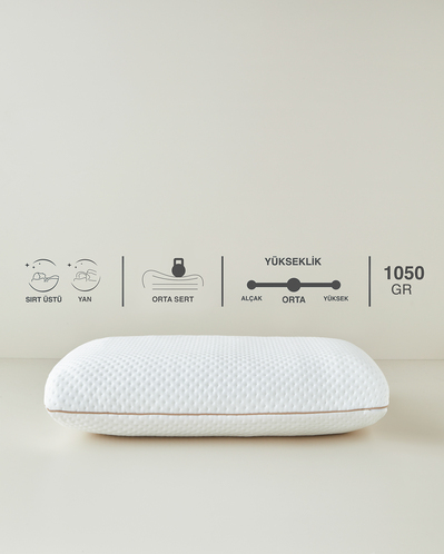 Ergonomik Boyun Destekli Visco Yastık 60x40x16 cm Beyaz