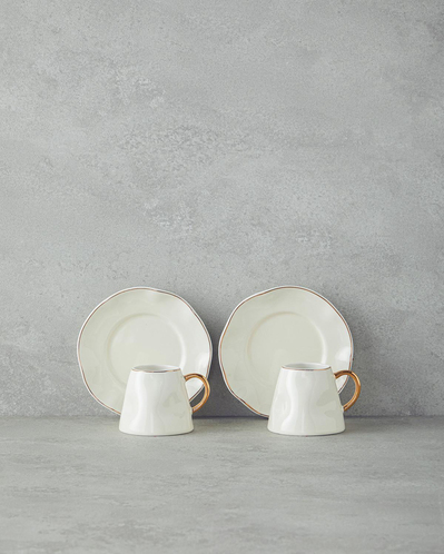 Felix New Bone China Kahve Fincan Takımı 4 Parça 2 Kişilik Beyaz