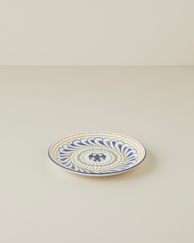 Fiesta Talavera Porselen Pasta Tabağı 21 cm Beyaz - Lacivert