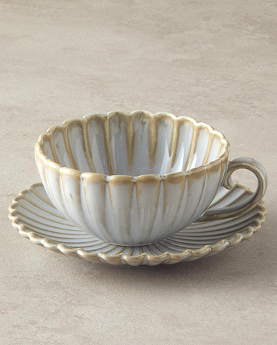 Fiore New Bone China 4 Parça 2 Kişilik Çay Fincanı Takımı 220 ml Gri