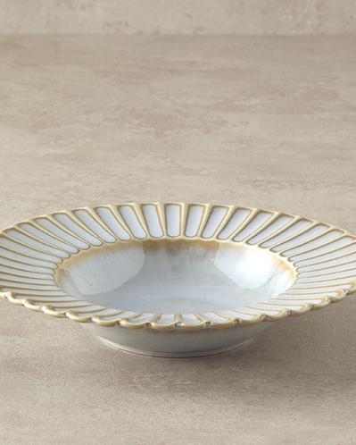 Fiore New Bone China Çukur Yemek Tabağı 22 cm Gri