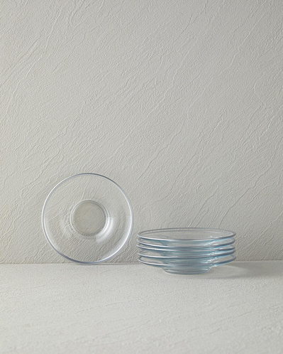 Fitted 6lı Cam Çay Tabağı Silver