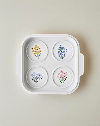 Floral Garden Melamin 4lü Kahvaltılık 24,5x21,5 cm Renkli