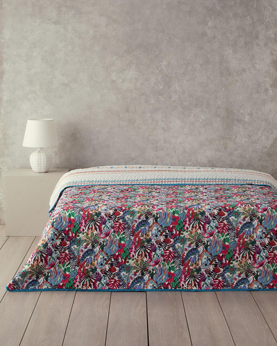 Flower Frenzy Tek Kişilik Çok Amaçlı Örtü Mor