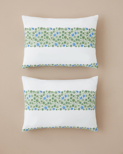 Forest Blossom Kolay Ütülenir 2li Yastık Kılıfı 50x70 cm Mavi - Yeşil